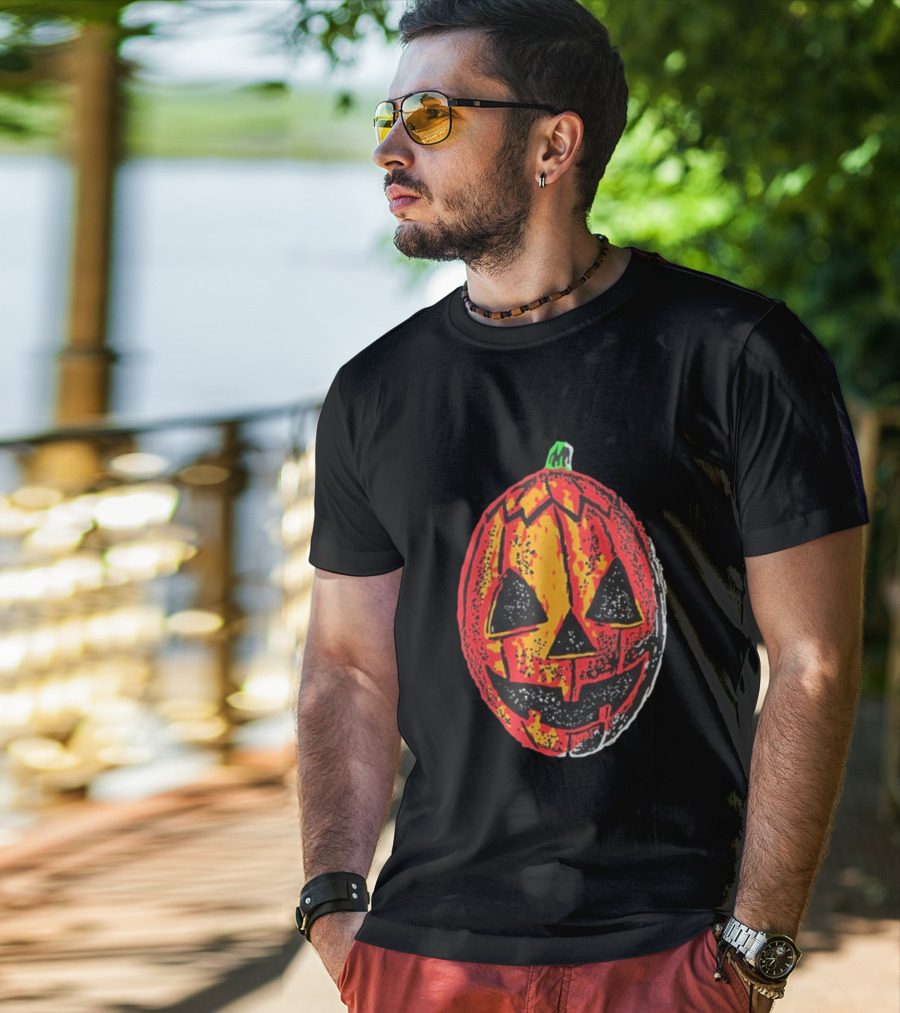Halloween Trio Pumpkin Jack O' Lantern Black And Orange T-Shirt