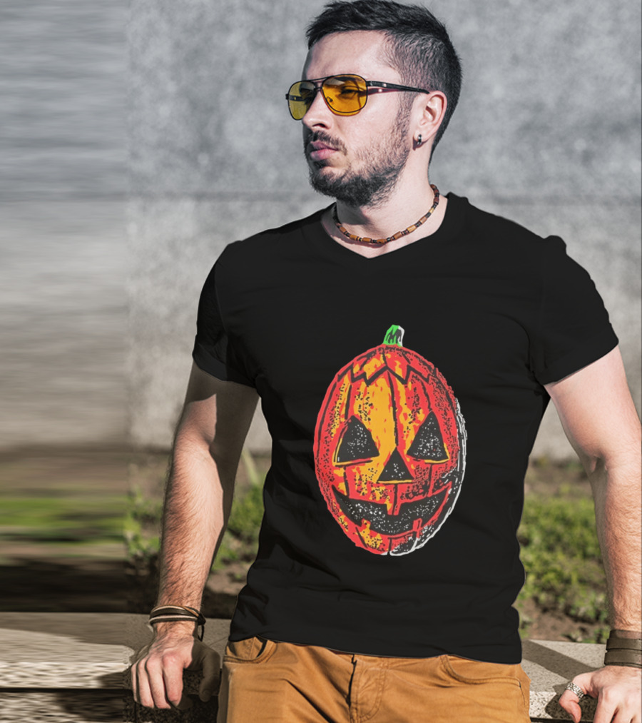 Halloween Trio Pumpkin Jack O' Lantern Black And Orange T-Shirt