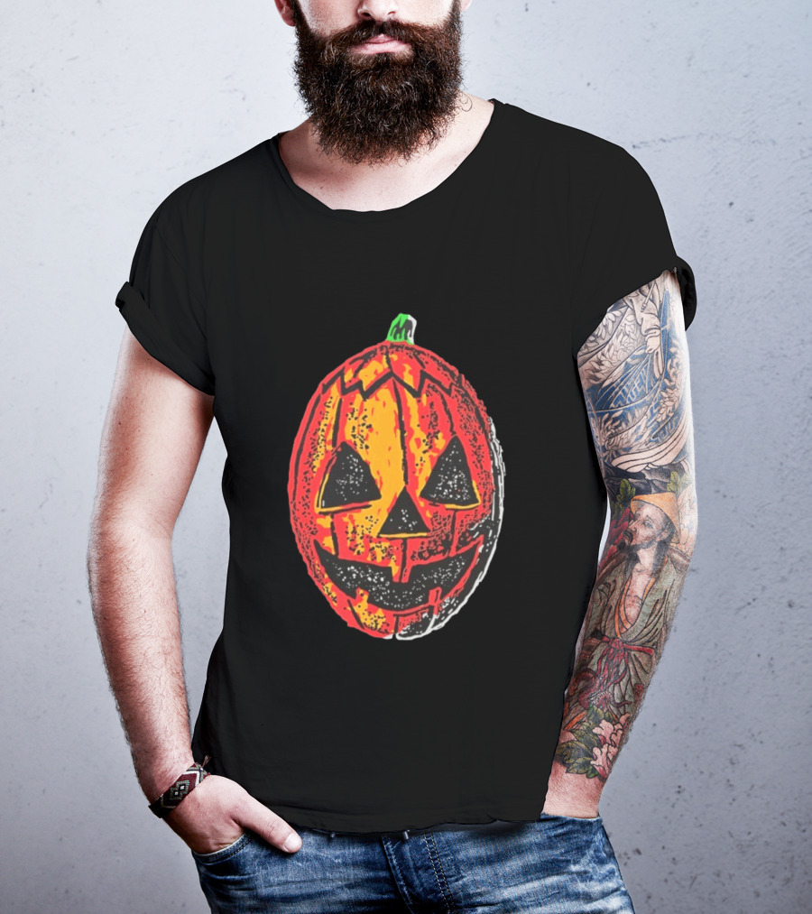 Halloween Trio Pumpkin Jack O' Lantern Black And Orange T-Shirt