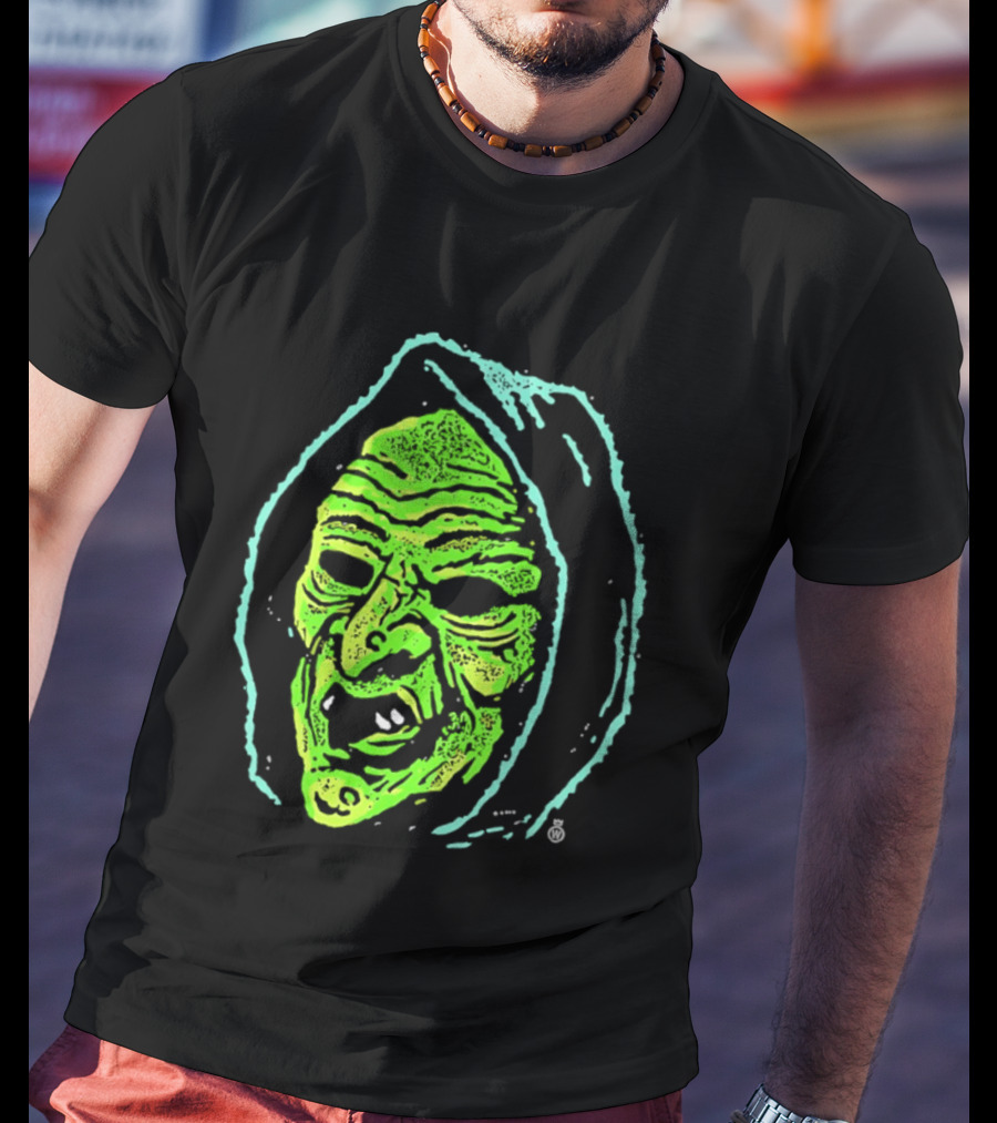 Halloween Witch Green Face Spooky Horror Costume T-Shirt