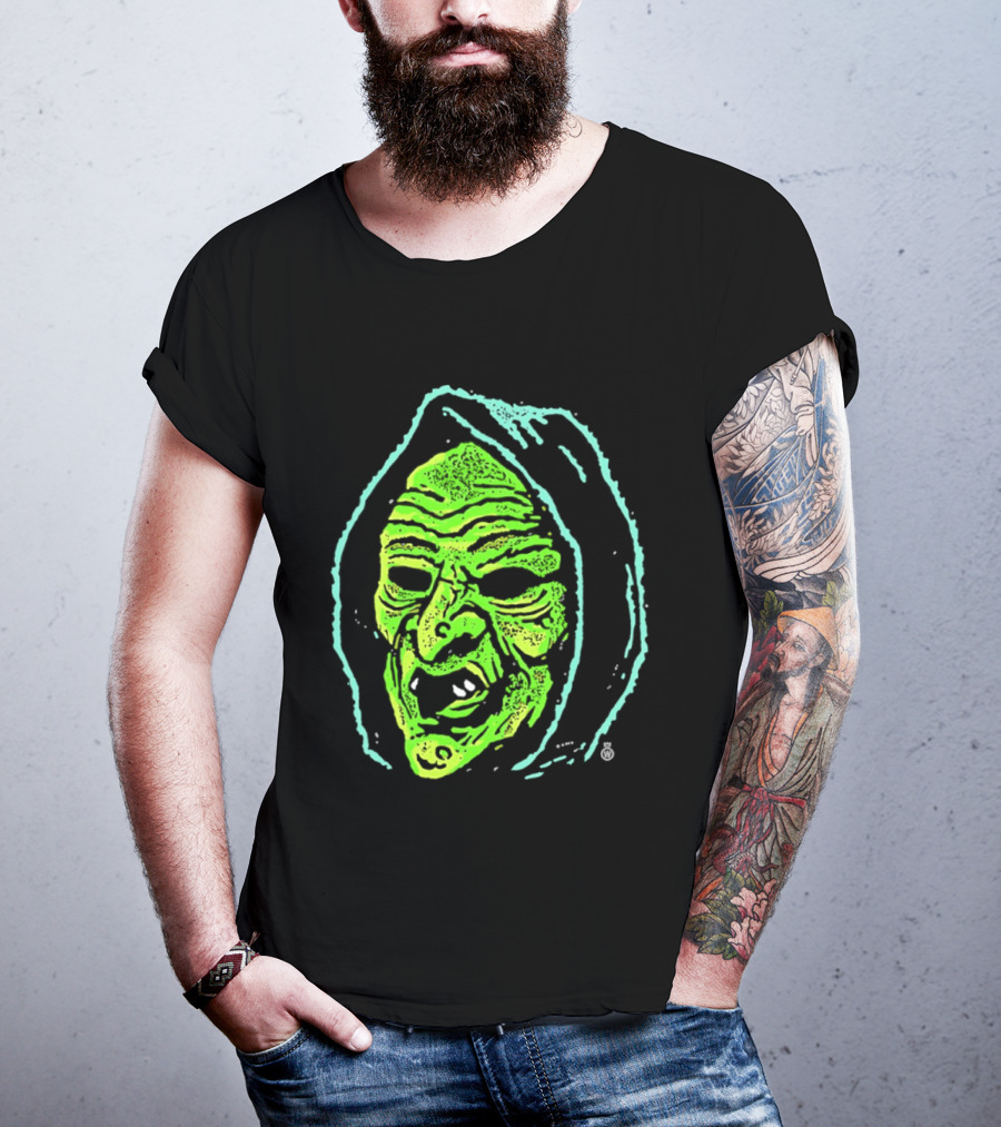 Halloween Witch Green Face Spooky Horror Costume T-Shirt