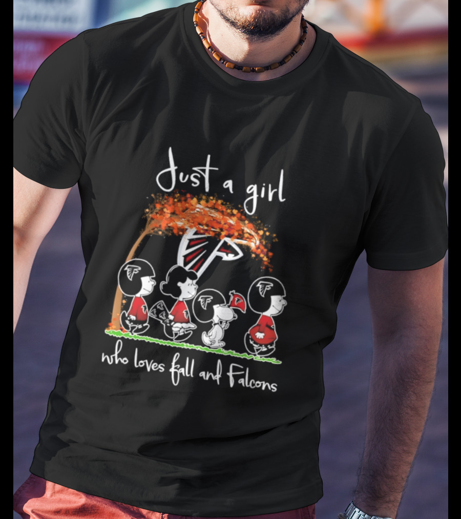 Just A Girl Who Loves Fall And Falcons Football Halloween 2026 T-Shirt