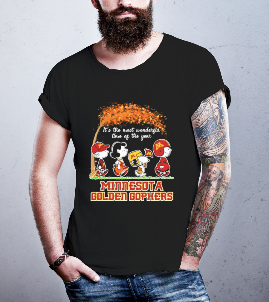 Minnesota Golden Gophers Peanuts It's The Most Wonderful Time Of The Year Halloween 2026 T-Shirt