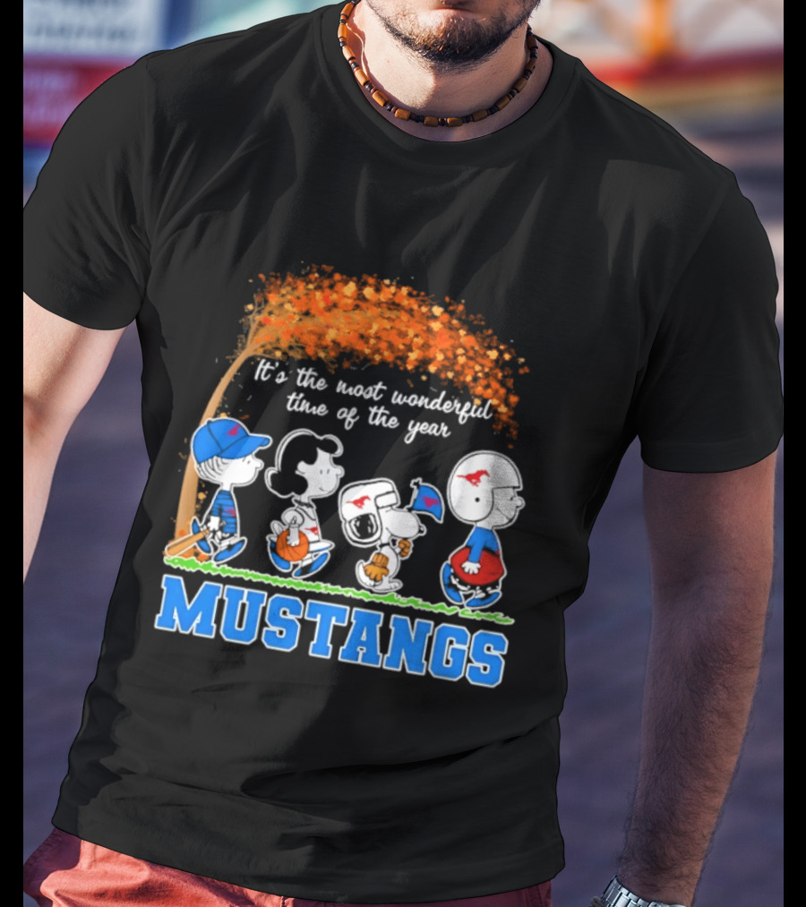 SMU Mustangs Peanuts Most Wonderful Time Of The Year Fall Halloween 2026 T-Shirt
