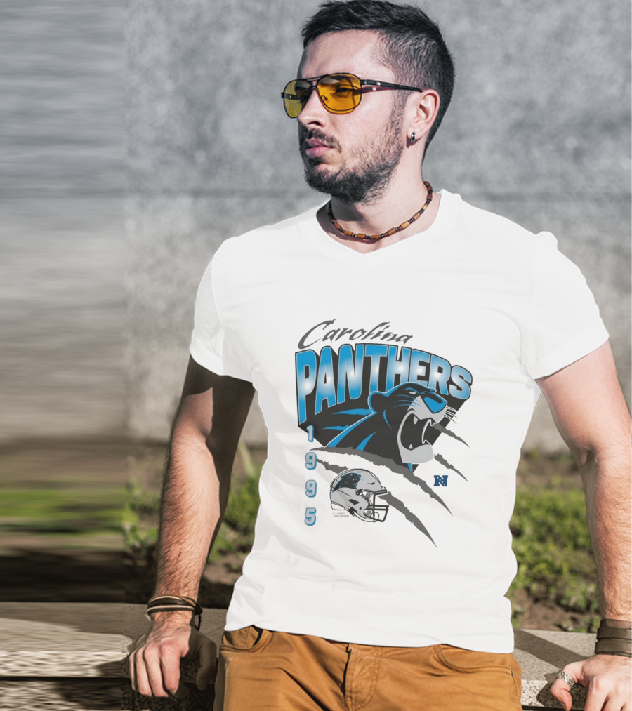 Carolina Panthers 1995 Bagheera Helmet NFL Inaugural Season T-Shirt