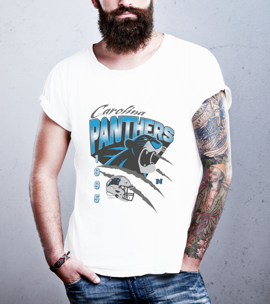Carolina Panthers 1995 Bagheera Helmet NFL Inaugural Season T-Shirt