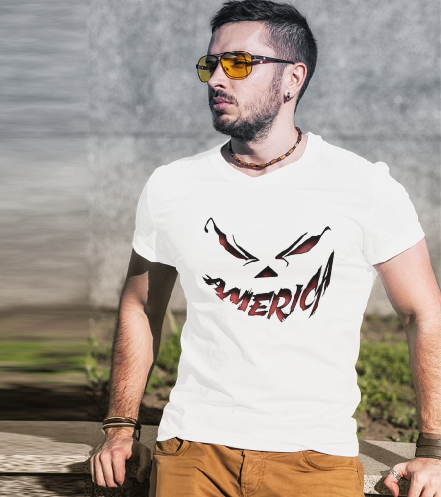 American Halloween 2026 Spooky Face 2 Sided T-Shirt