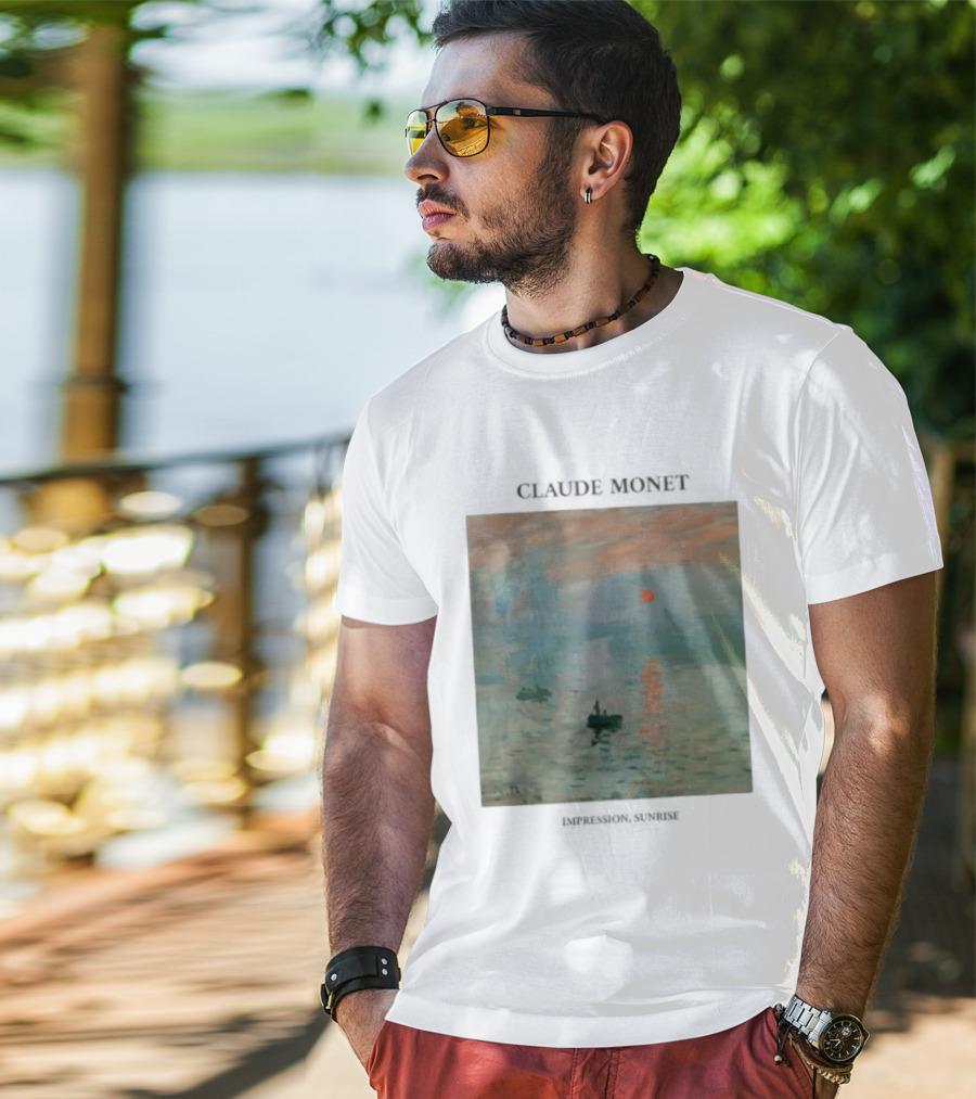 Claude Monet Impression Sunrise Oil Painting T-Shirt