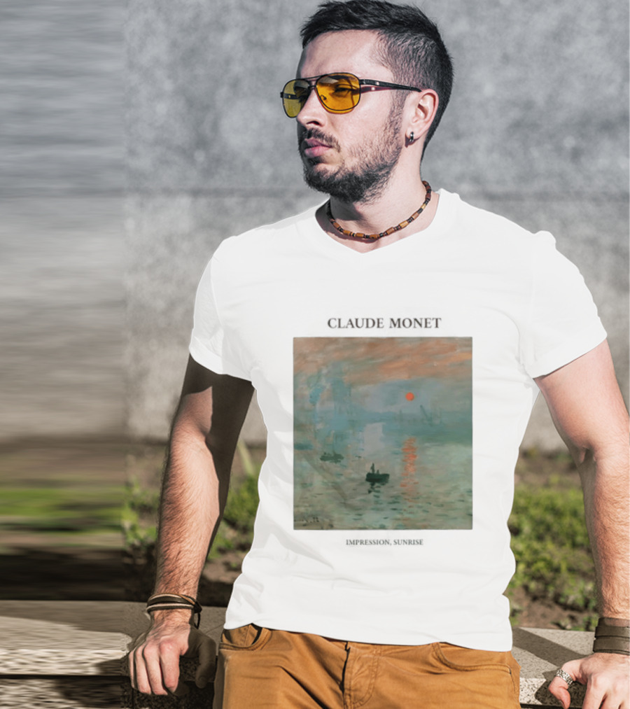 Claude Monet Impression Sunrise Oil Painting T-Shirt