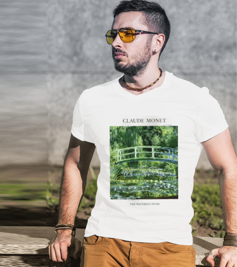 Claude Monet The Waterlily Pond Painting Scenic Landscape T-Shirt