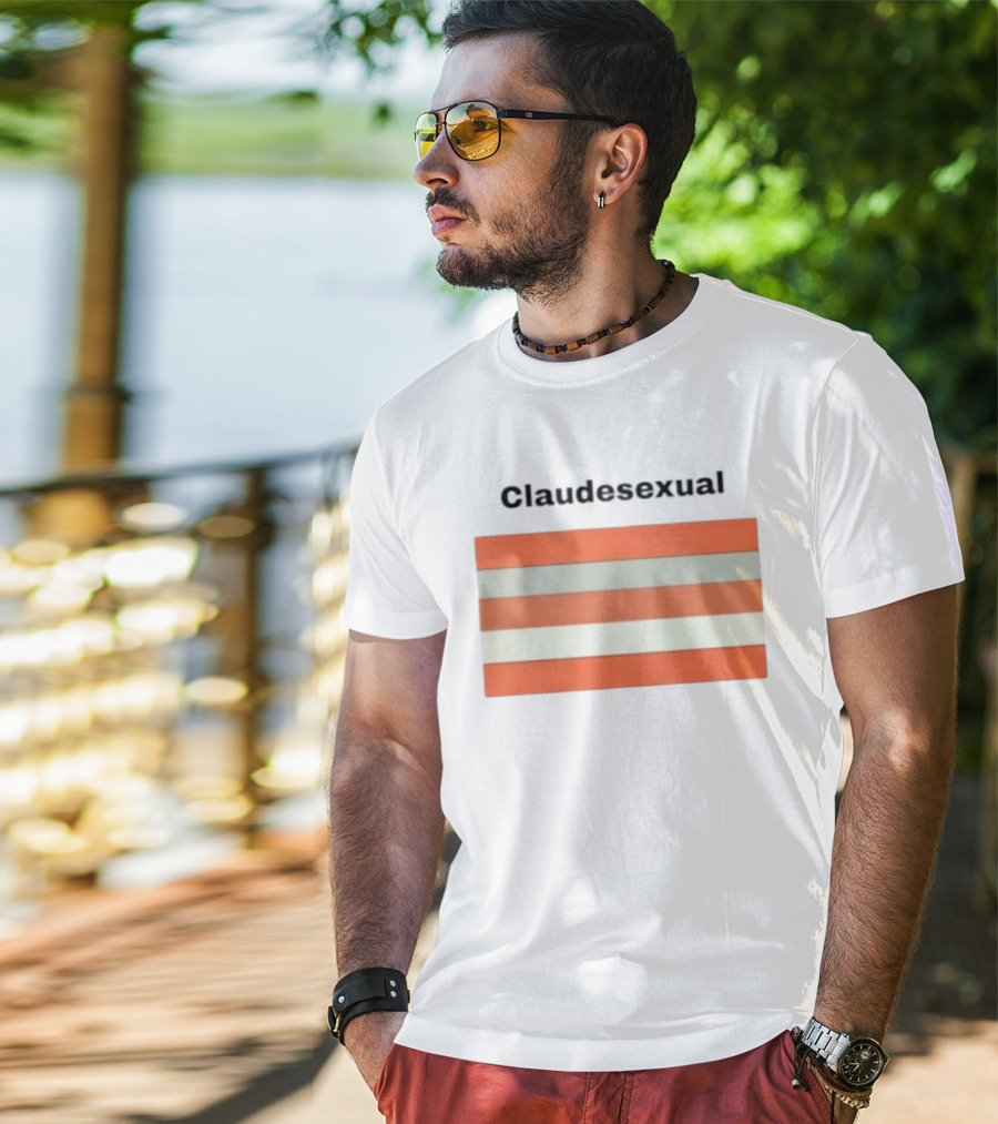Claudesexual Pride Flag LGBTQ Identity Orange And Gray Stripes T-Shirt