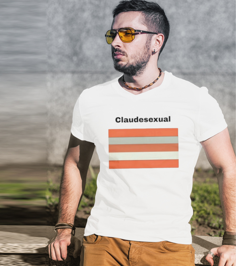 Claudesexual Pride Flag LGBTQ Identity Orange And Gray Stripes T-Shirt