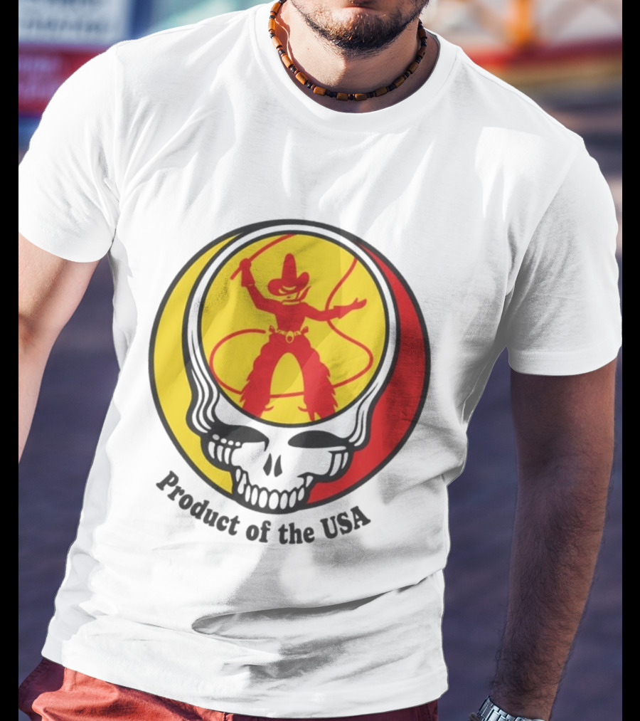 Dead Set Texas Pete Hot Sauce Cowboy Roper Skull USA T-Shirt