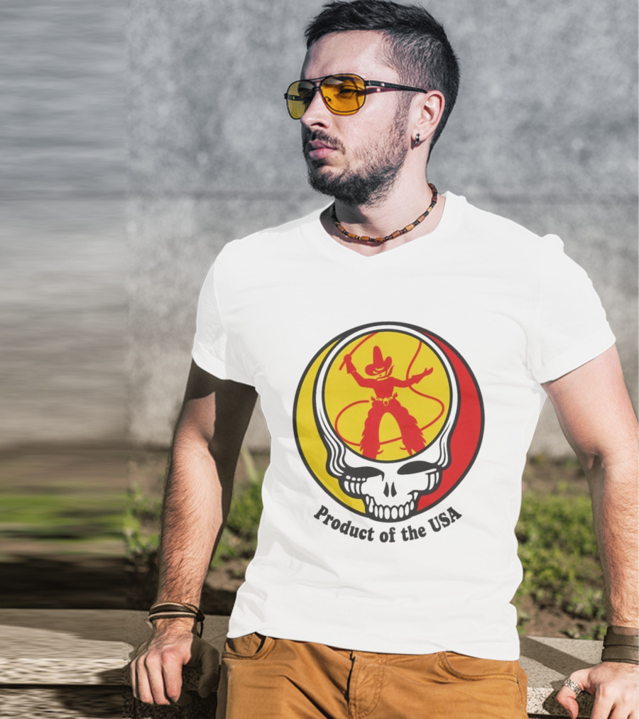 Dead Set Texas Pete Hot Sauce Cowboy Roper Skull USA T-Shirt