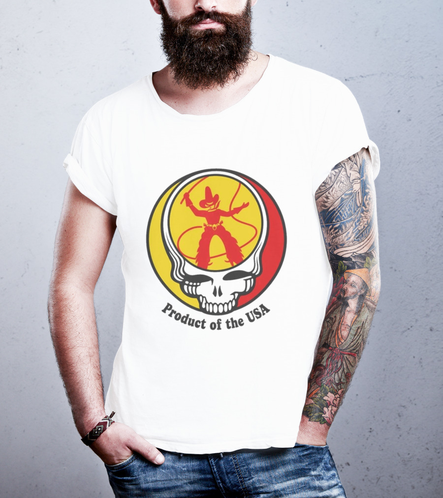 Dead Set Texas Pete Hot Sauce Cowboy Roper Skull USA T-Shirt