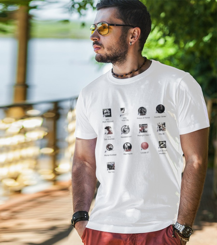 NFS Most Wanted GTA Vice City Prince Of Persia Counter Strike Call Of Duty Desktop Classics T-Shirt
