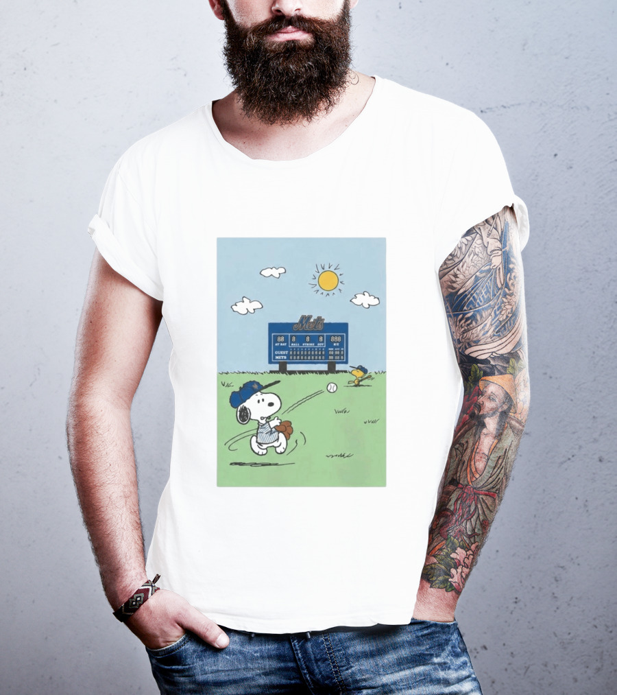 NY Mets Peanuts Snoopy Baseball Game Day T-Shirt