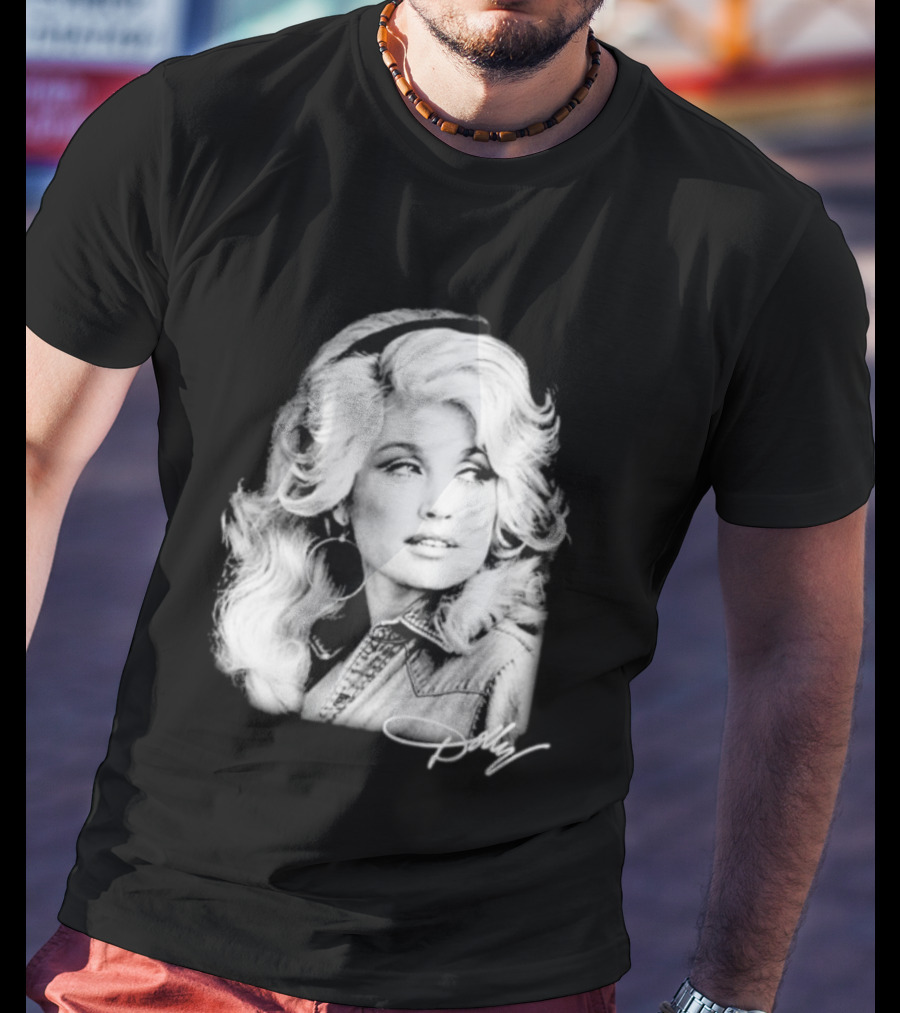 Dolly Parton Dolly Forever Legend Vintage Black And White Denim T-Shirt