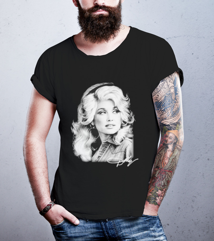 Dolly Parton Dolly Forever Legend Vintage Black And White Denim T-Shirt