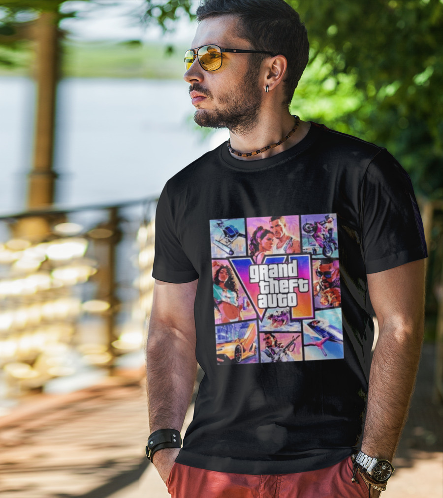 Grand Theft Auto VI Vice City Stories Helicopter Motorbike Rockstar Games T-Shirt