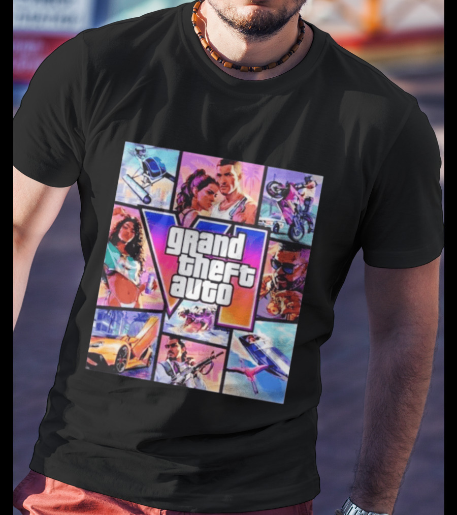 Grand Theft Auto VI Vice City Stories Helicopter Motorbike Rockstar Games T-Shirt