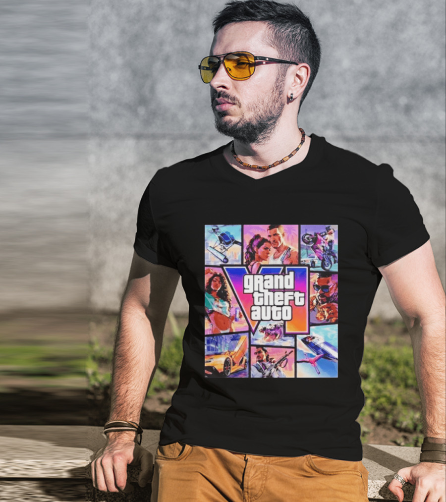 Grand Theft Auto VI Vice City Stories Helicopter Motorbike Rockstar Games T-Shirt