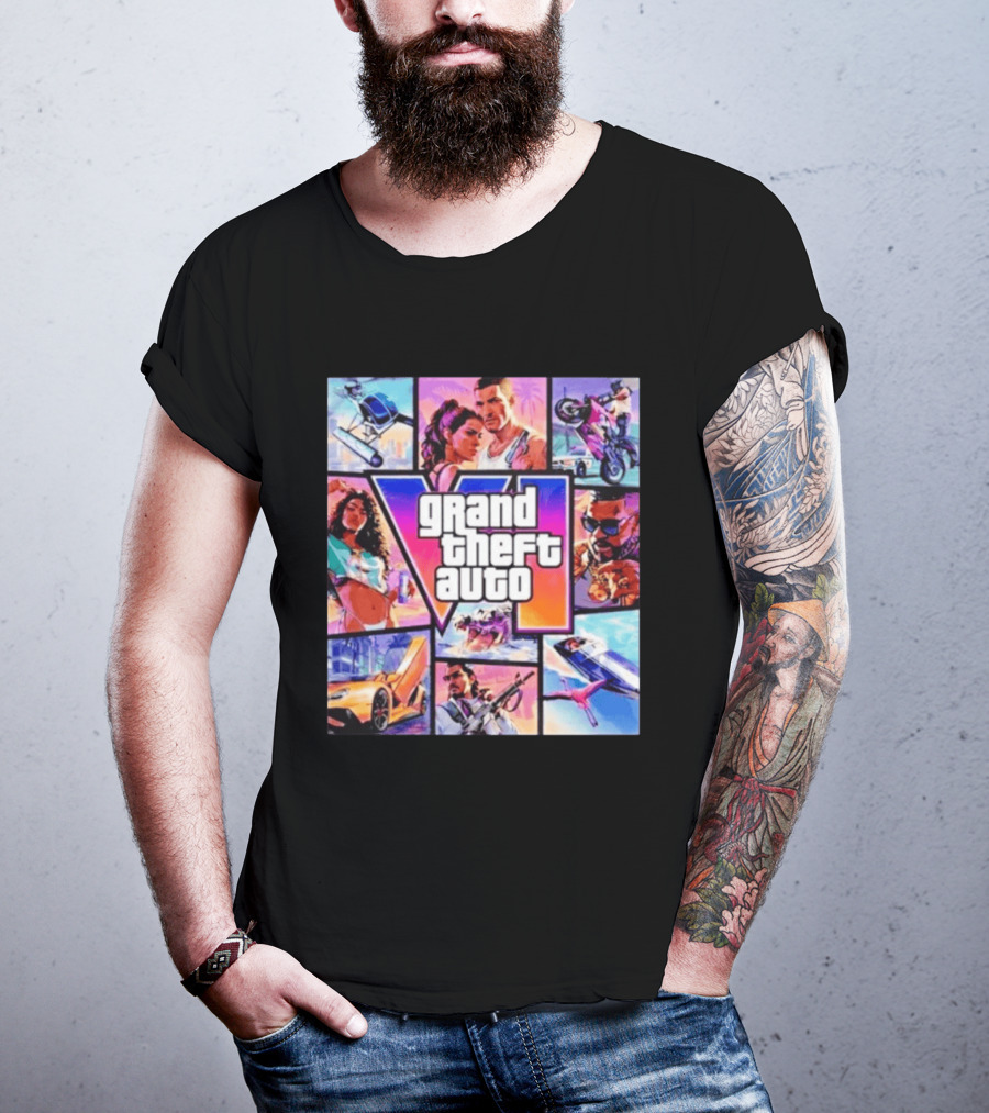 Grand Theft Auto VI Vice City Stories Helicopter Motorbike Rockstar Games T-Shirt
