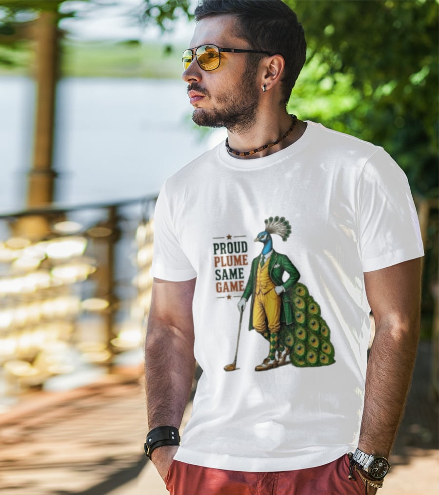 Proud Plume Same Game Peacock Golf Club Cartoon T-Shirt