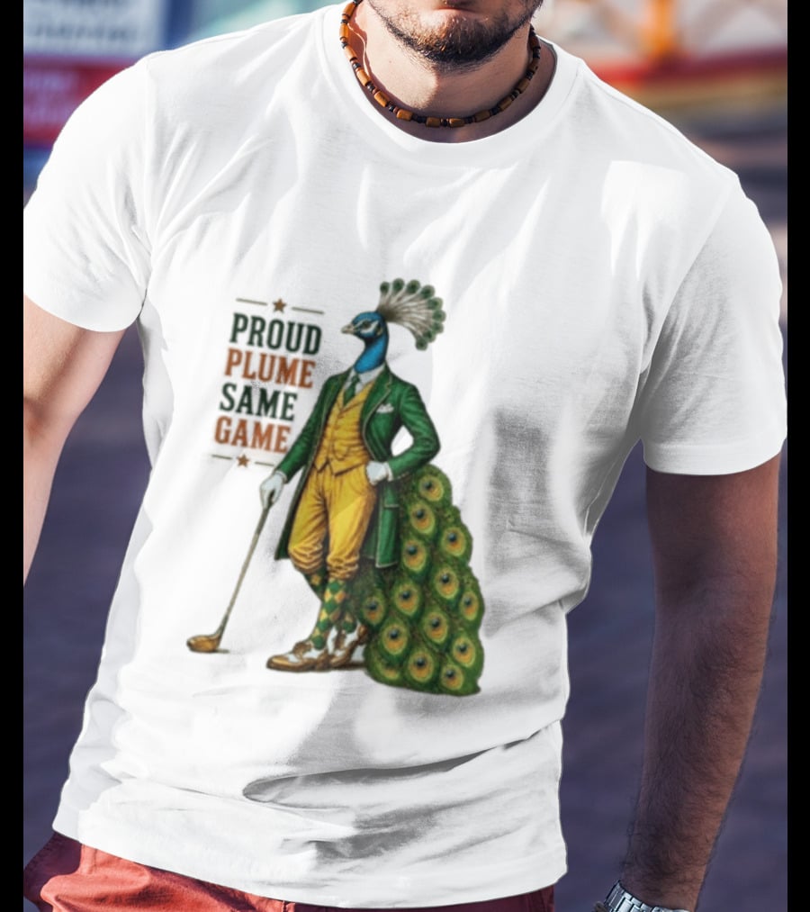 Proud Plume Same Game Peacock Golf Club Cartoon T-Shirt