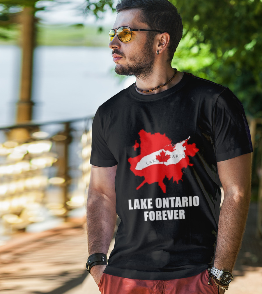 Lake Ontario Forever Canada Map Red Leaf T-Shirt