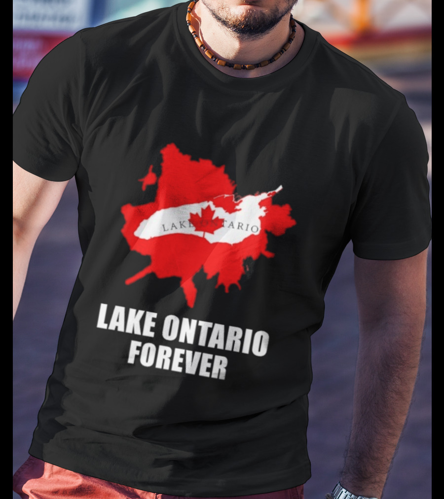 Lake Ontario Forever Canada Map Red Leaf T-Shirt
