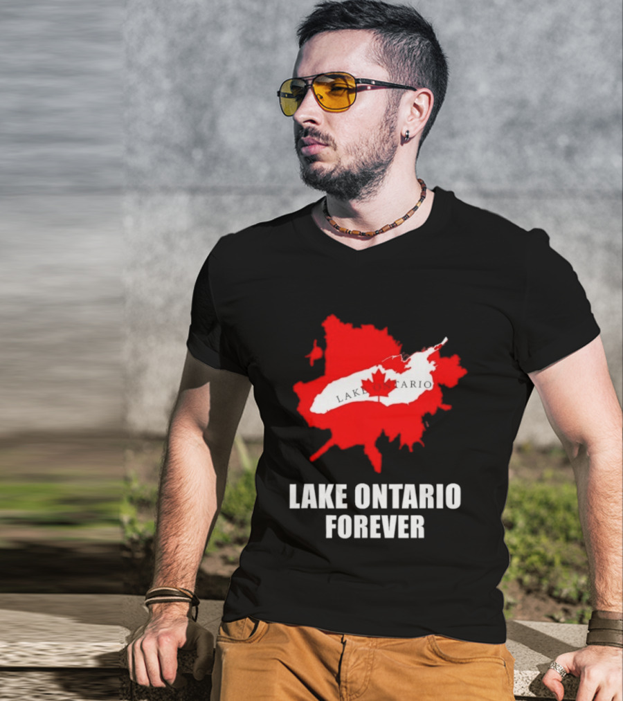 Lake Ontario Forever Canada Map Red Leaf T-Shirt