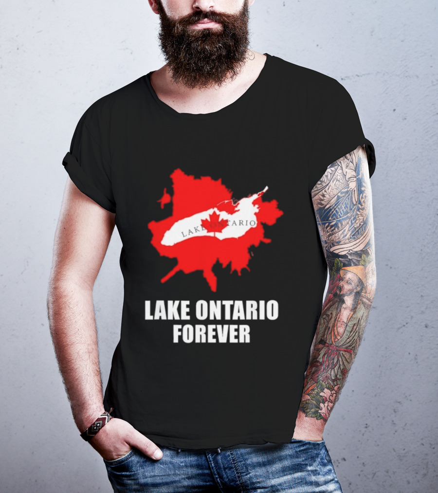 Lake Ontario Forever Canada Map Red Leaf T-Shirt