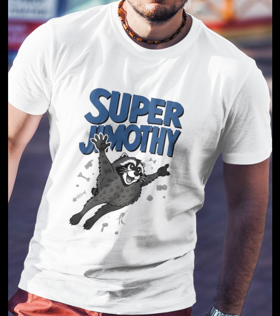 Super Jimothy Leaping Raccoon Playful Adventure T-Shirt