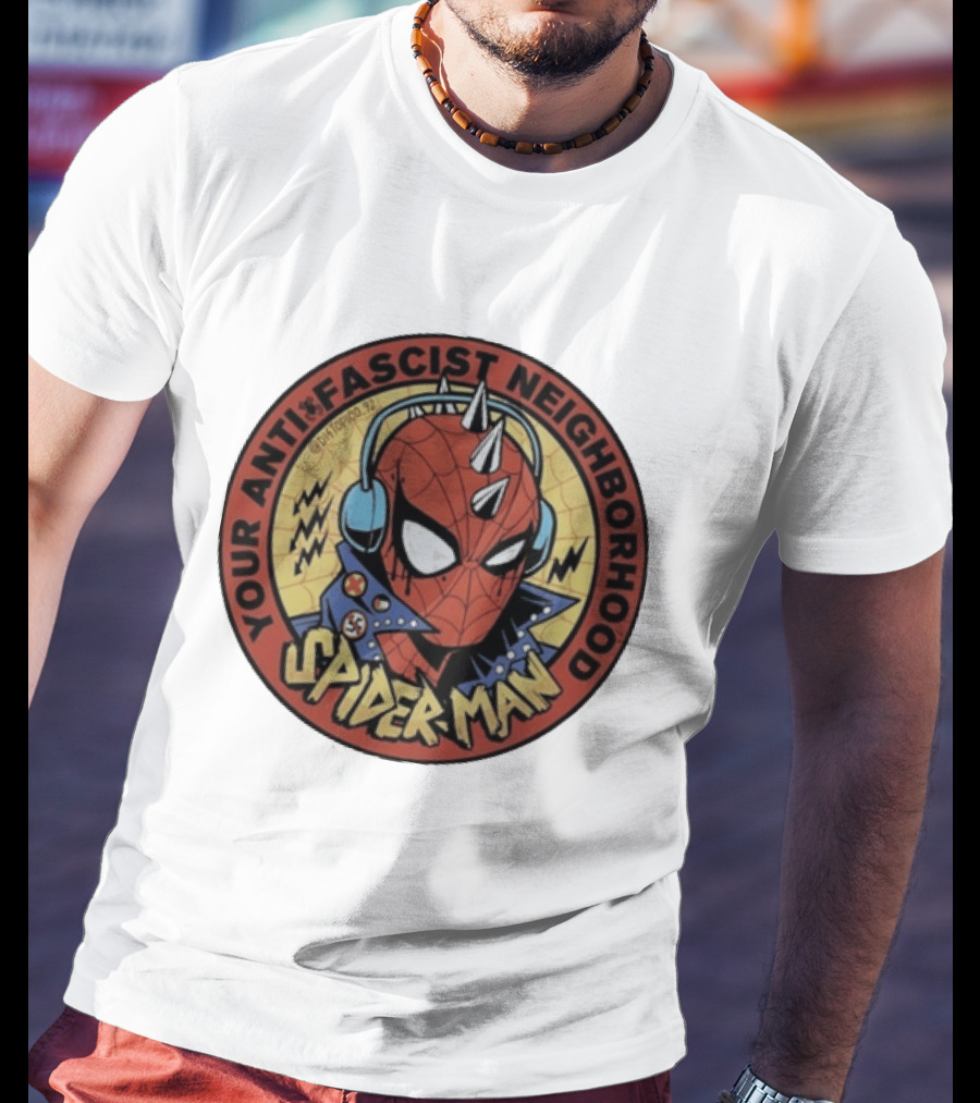 Spider Man Anti Fascist Punk Style Headphones Jacket T-Shirt