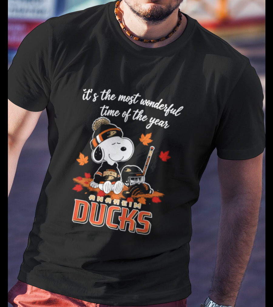 Anaheim Ducks Snoopy Halloween It's The Most Wonderful Time Of The Year 2026 T-Shirt