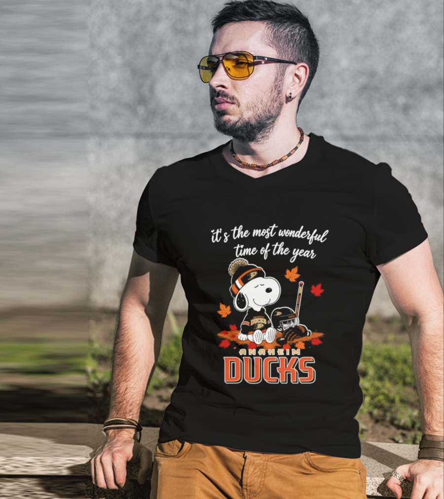 Anaheim Ducks Snoopy Halloween It's The Most Wonderful Time Of The Year 2026 T-Shirt