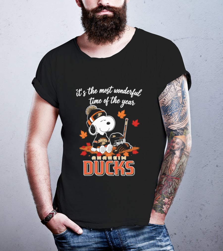 Anaheim Ducks Snoopy Halloween It's The Most Wonderful Time Of The Year 2026 T-Shirt