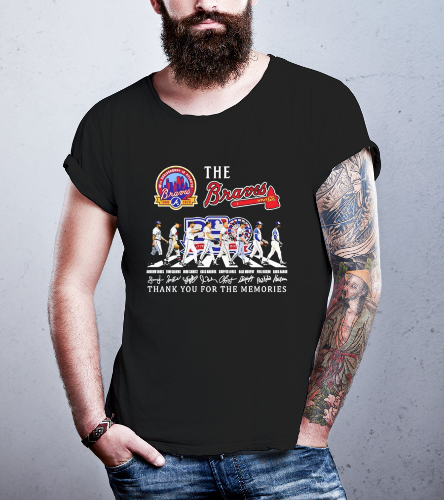The Braves 150th Anniversary Atlanta 1876 2026 MLB 250th United States 1776 2026 Thank You For The Memories Signatures T-Shirt