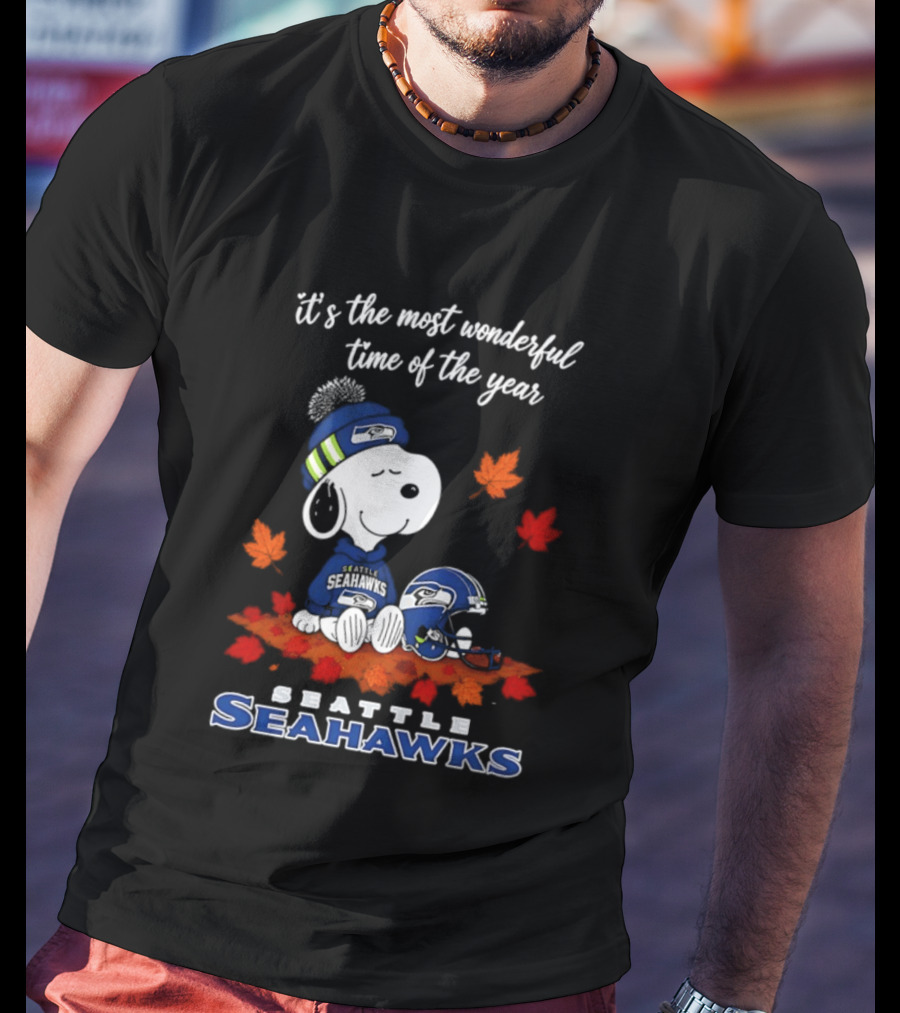 Snoopy Seattle Seahawks It's The Most Wonderful Time Of The Year Halloween 2026 T-Shirt
