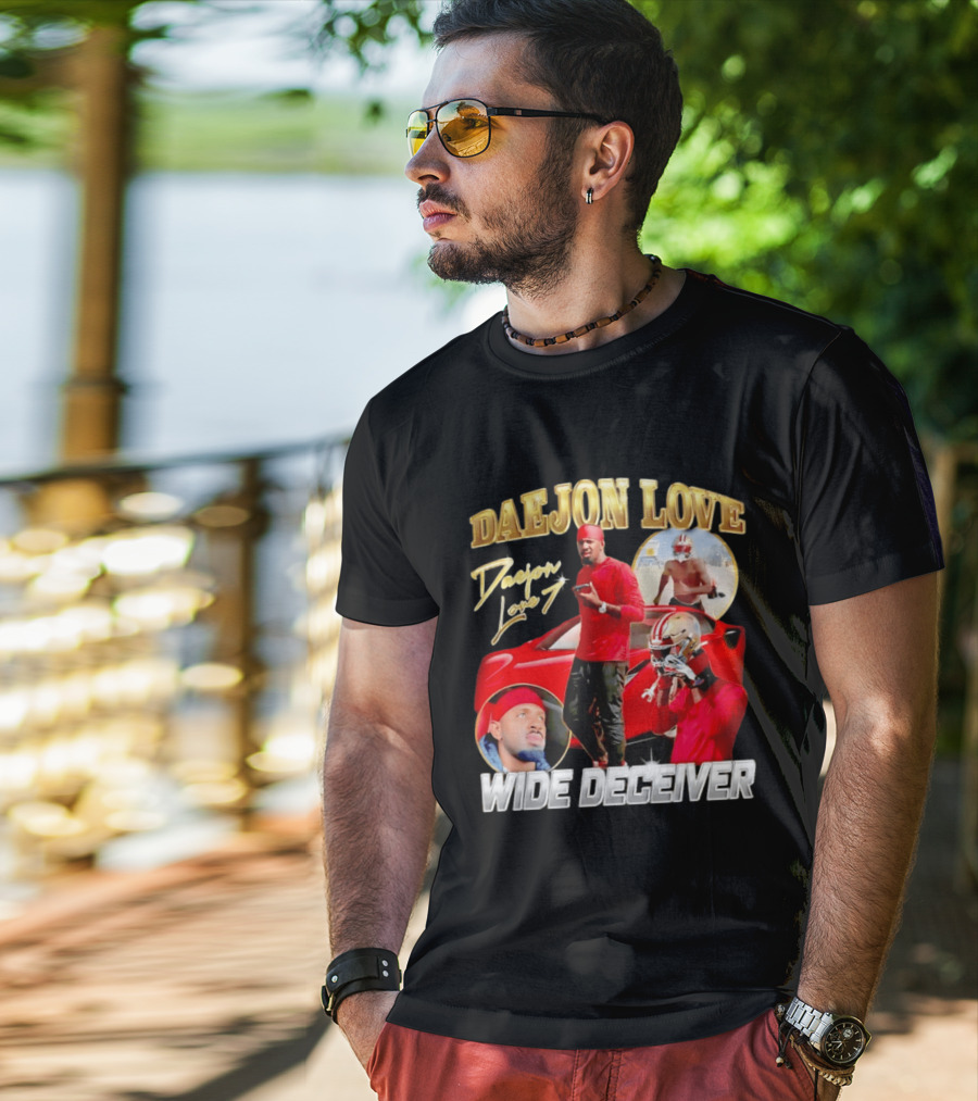 Daejon Love Wide Deceiver Football Tribute Red Car T-Shirt