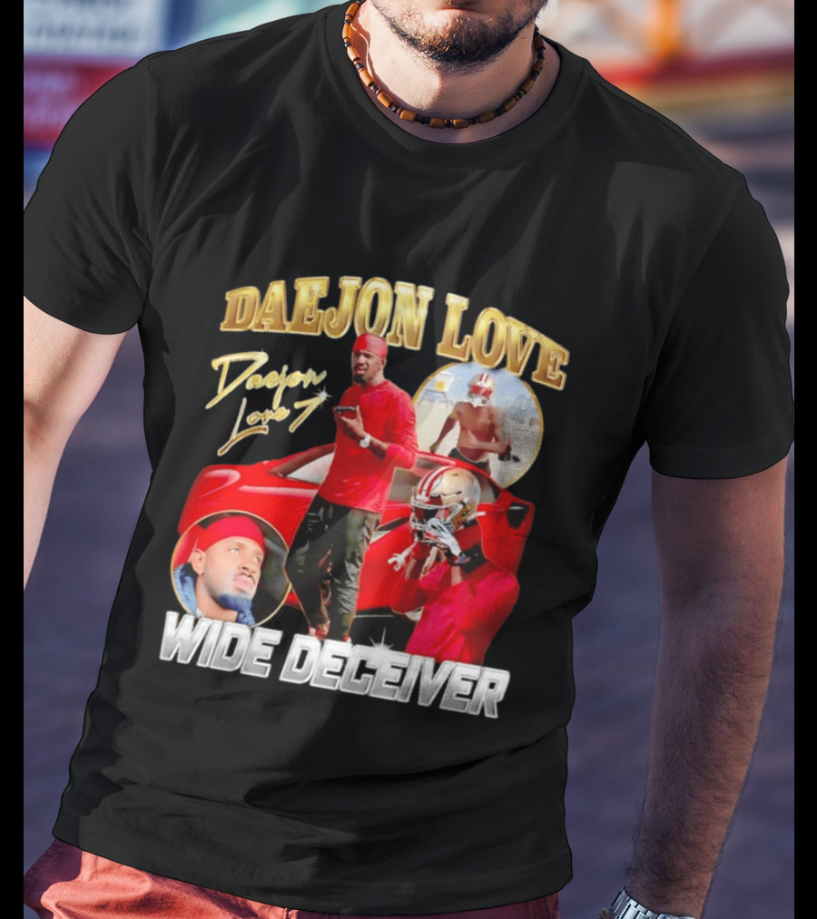 Daejon Love Wide Deceiver Football Tribute Red Car T-Shirt