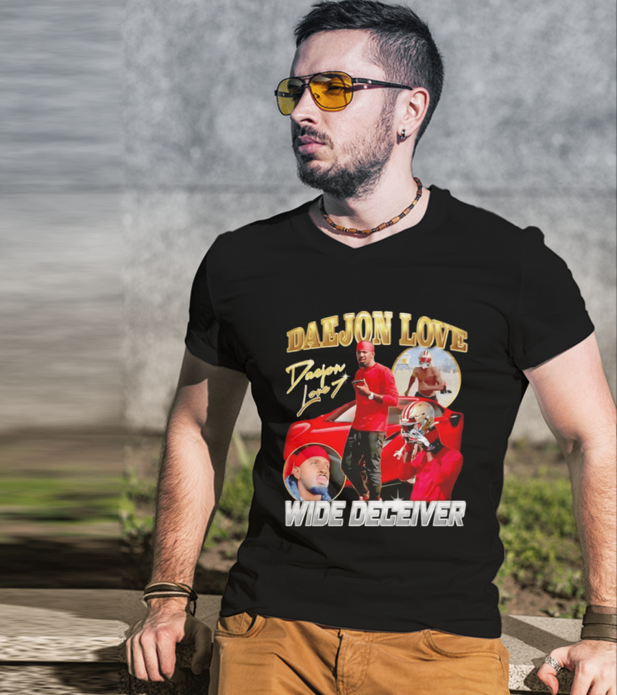 Daejon Love Wide Deceiver Football Tribute Red Car T-Shirt