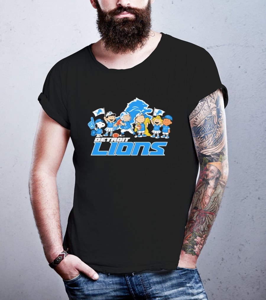 Detroit Lions Peanuts Characters Let's Go Team T-Shirt
