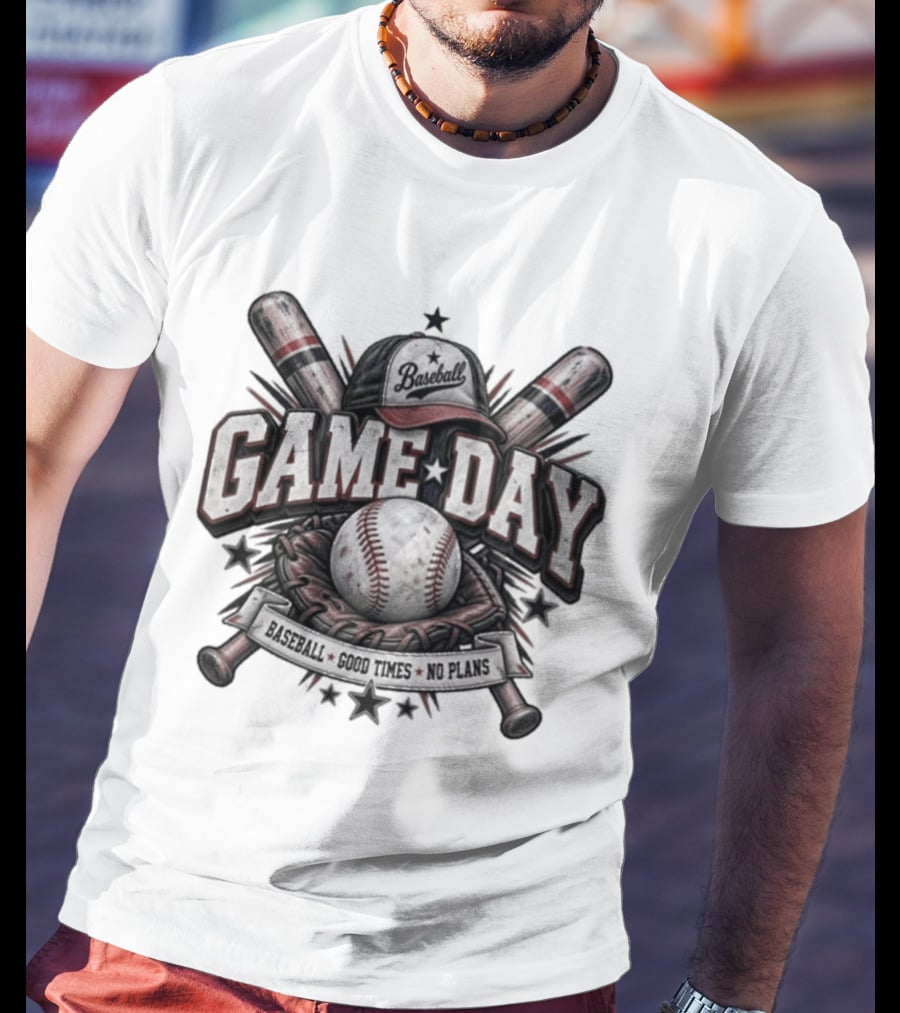 Game Day Vibes Baseball Cap Bats Good Times No Plans T-Shirt