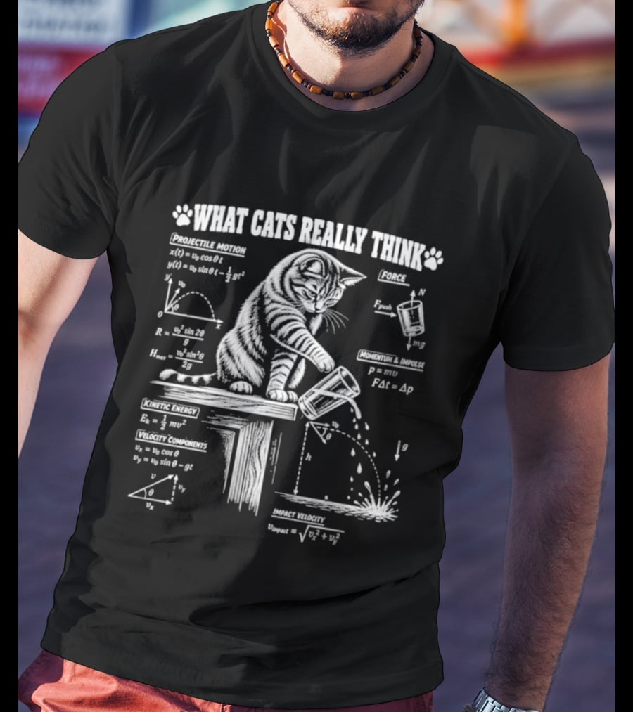 What Cats Really Think Physics With Formulas And Diagrams T-Shirt
