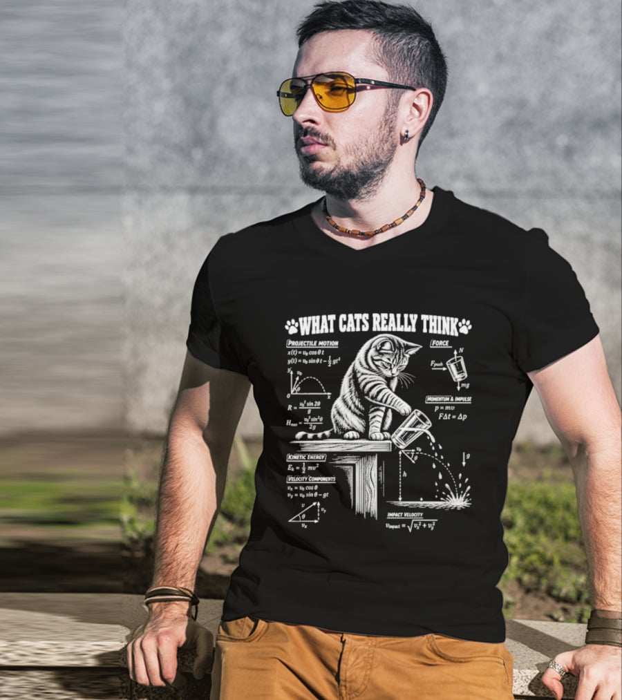 What Cats Really Think Physics With Formulas And Diagrams T-Shirt