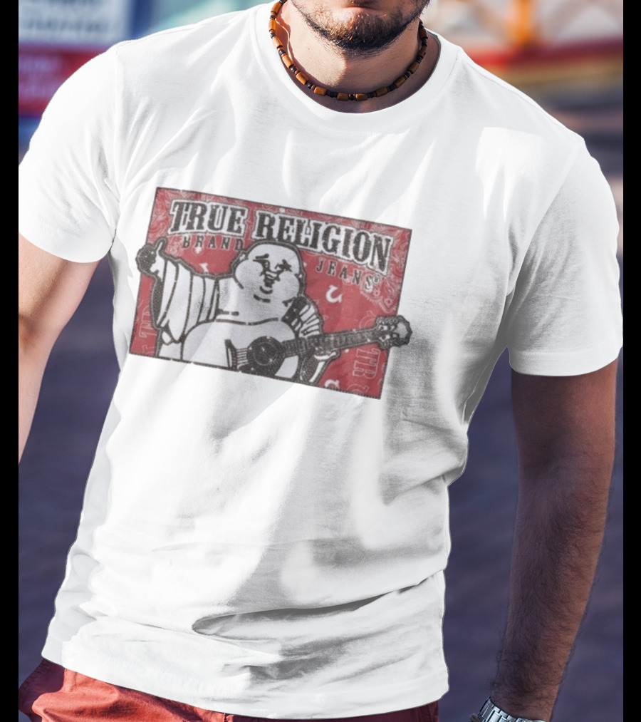 True Religion Brand Jeans Crystal Buddha Bandana T-Shirt