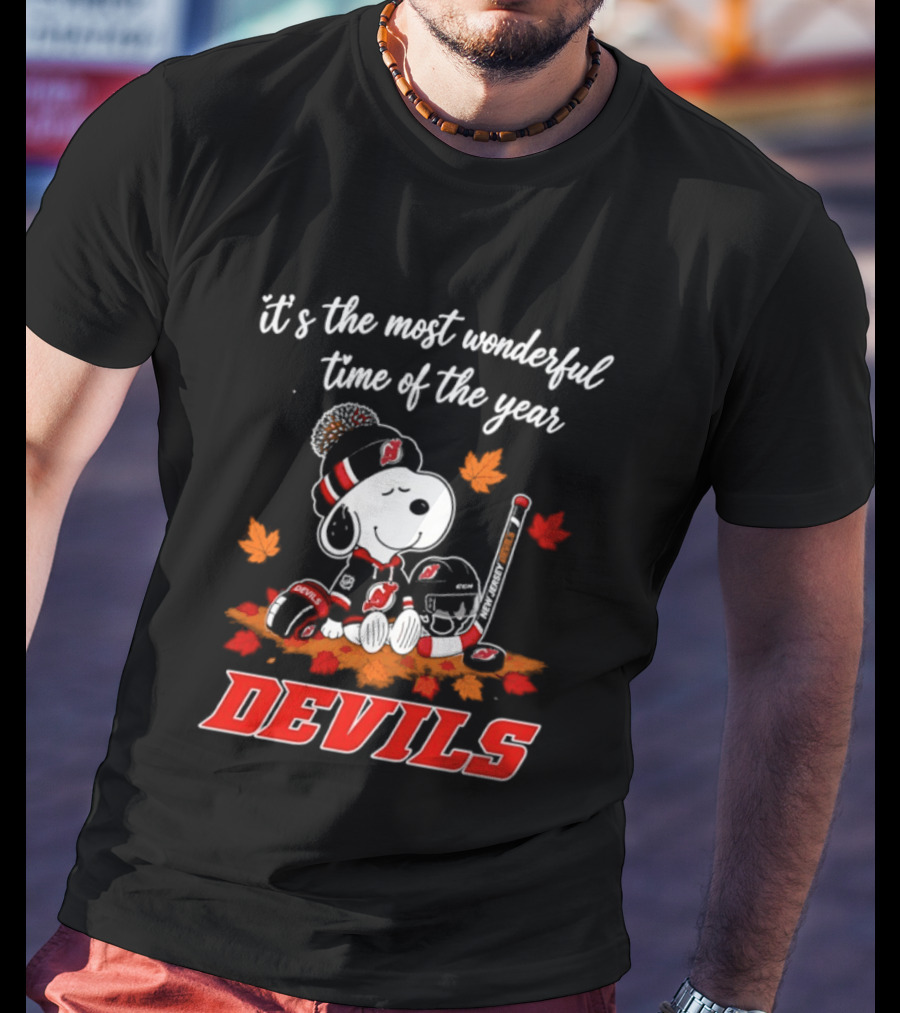 New Jersey Devils Snoopy Halloween 2026 It's The Most Wonderful Time Of The Year Hockey T-Shirt