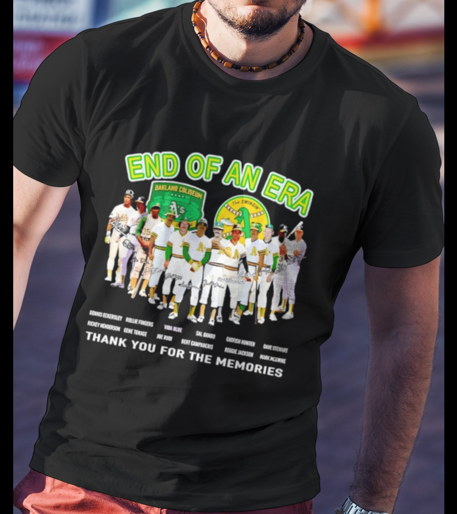 Oakland Athletics End Of An Era Oakland Coliseum A's Logo Thank You For The Memories T-Shirt